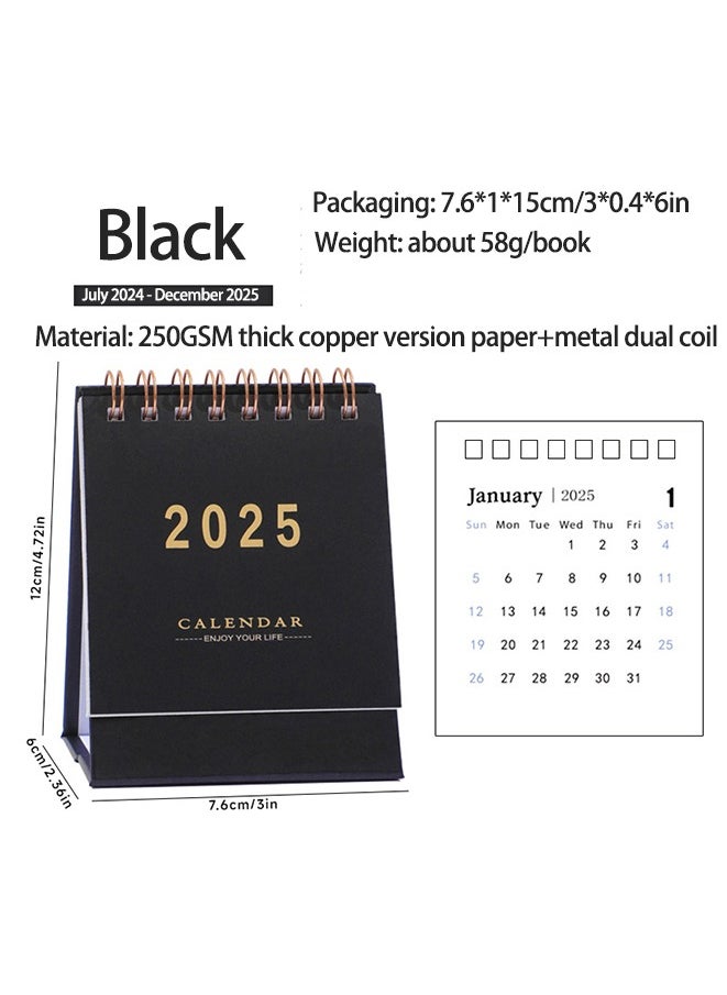 Generic Mini Desk Calendar 2025, Standing Flip Small Desk Calendar- January 2025 to July 2026 18 Monthly Desktop Calendar- Thick Paper Twin-Wire Binding for Home or Office (Black)  - Image 3