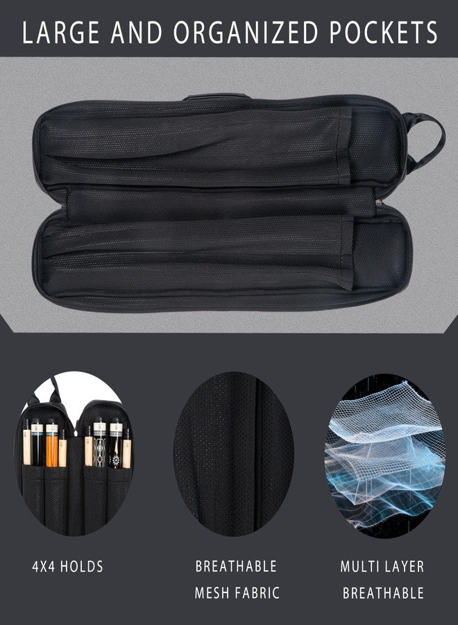Collapsar Pool Cue Case 4x4 Pool Stick Case Holds 4 Butts and 4 Shafts Billiard Stick Bag with Large Accessories Pockets Soft Padded backpack carrying Pool Cue Cases - Image 3