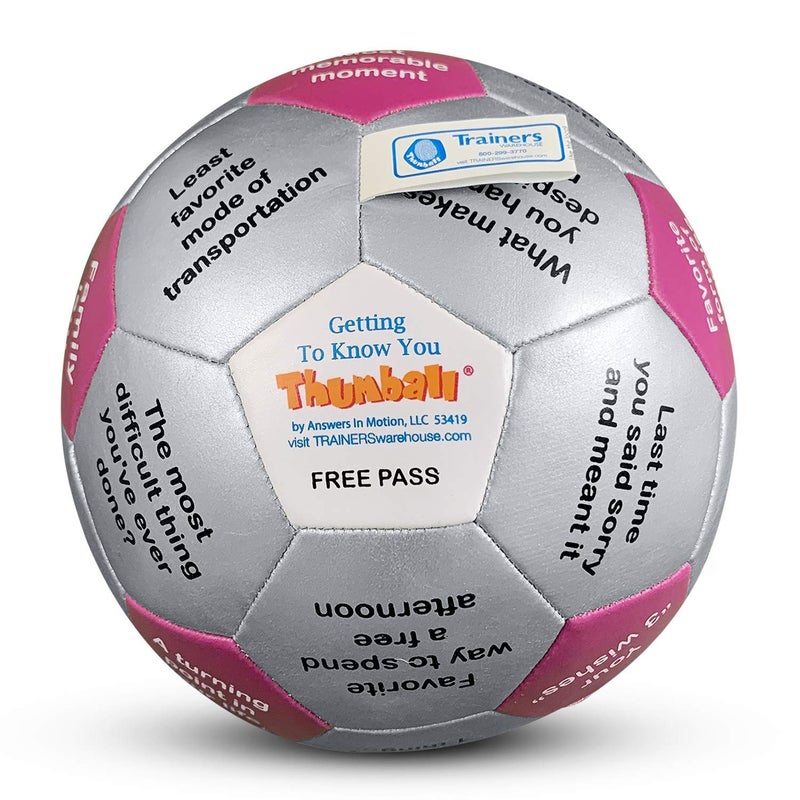 Trainers Warehouse كرة ثومبال للتعرف على الآخرين 6" | بداية محادثة، كسر الجليد، لعبة بناء الفريق للمكتب في أي بيئة | 32 سؤالاً - Image 1