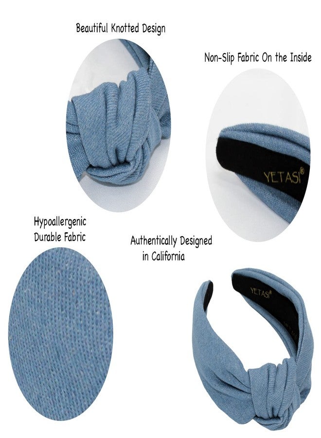 YETASI Denim Light Blue Headband is Trendy. Headbands for Women are Long Lasting. Jean Knotted is a Top Knot Head band Girls Fashion Designer for Hair - Image 4