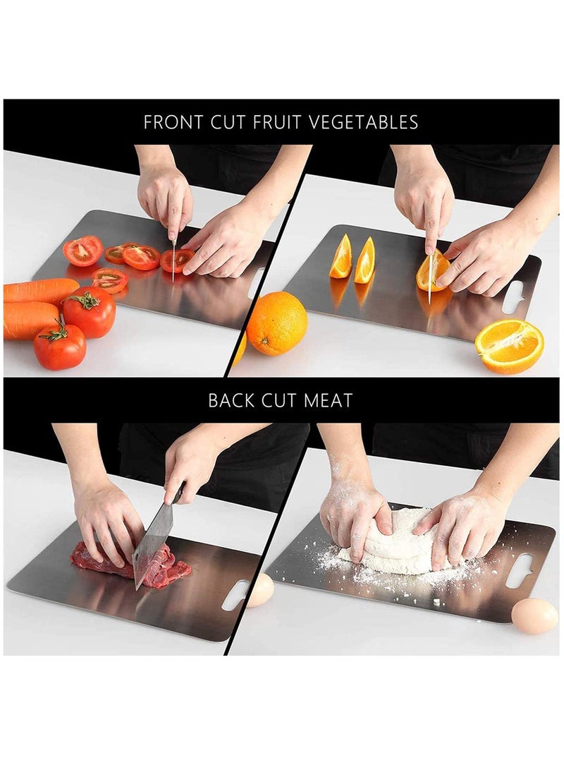 KASTWAVE Cutting Board, Chopping Board Cutting Block Mincing Mat Thick Stainless Steel Heavy Duty Non-Slip, for Kitchen Home Meat Vegetable Fruit  - Image 2