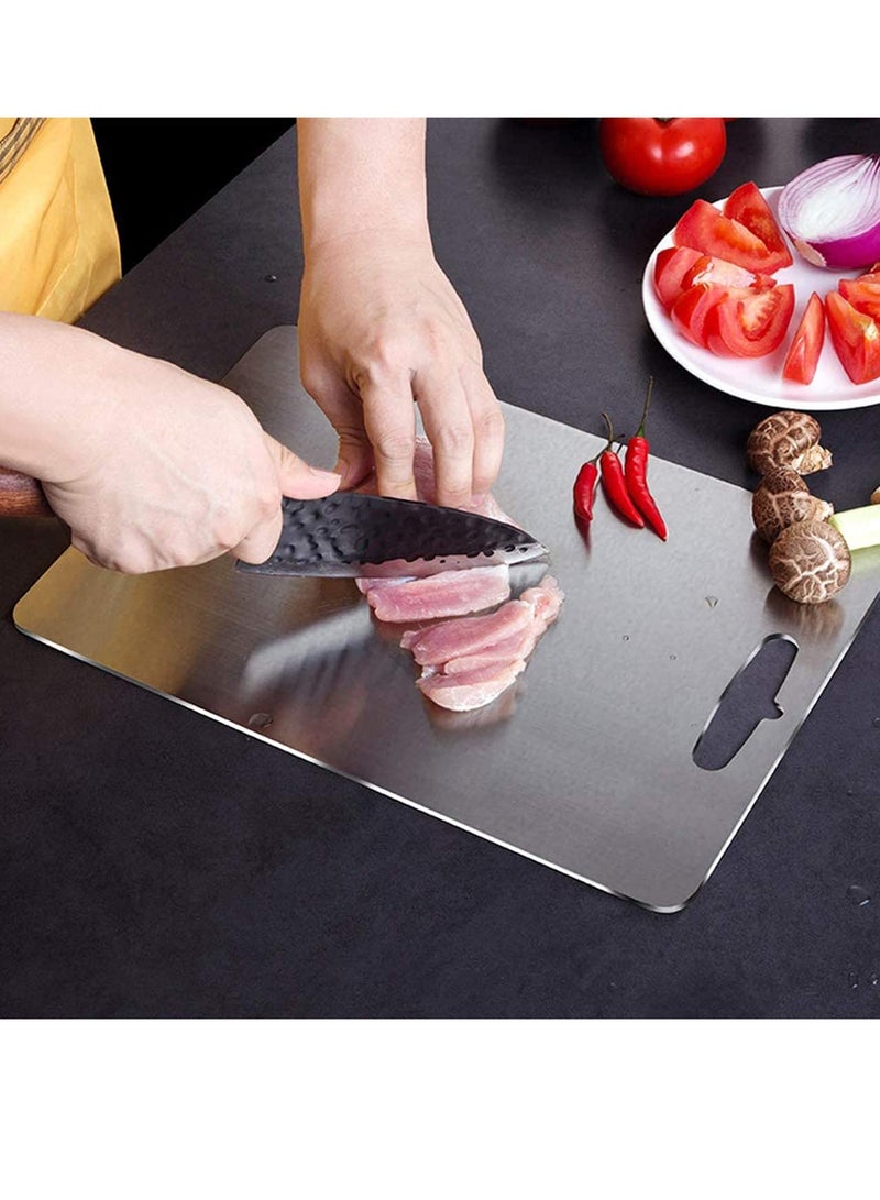 KASTWAVE Cutting Board, Chopping Board Cutting Block Mincing Mat Thick Stainless Steel Heavy Duty Non-Slip, for Kitchen Home Meat Vegetable Fruit  - Image 4