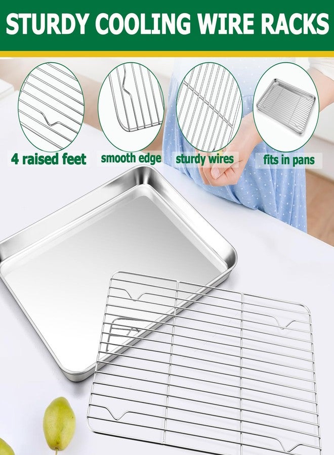 TeamFar Baking Sheet Set - Stainless Steel Baking Sheet Pan with Cooling Rack & Silicone Baking Mat, 10.5/12.5/16inch Cookies Sheets for Oven Baking (3 Sheets + 3 Racks + 3 Mats), Easy Clean - Image 4