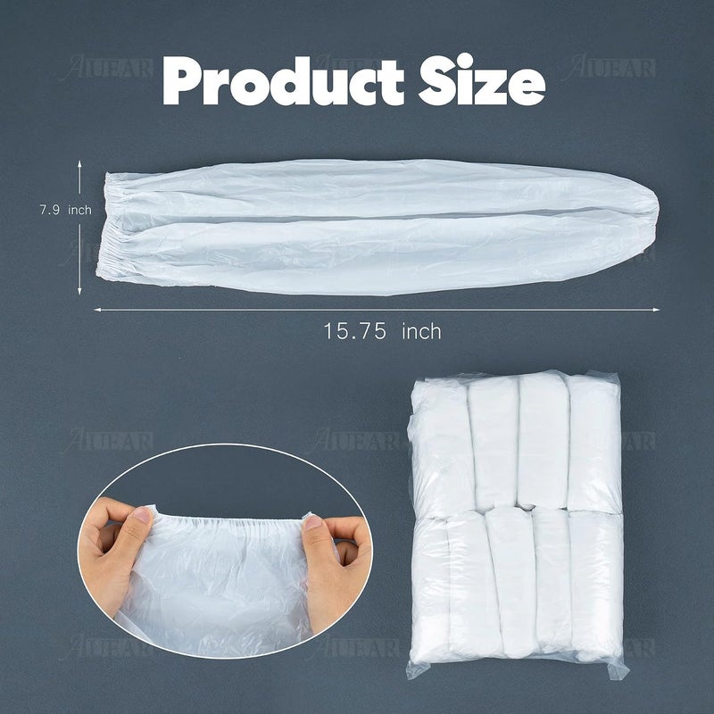 AUEAR , 100 Pcs Disposable Arm Sleeves Covers Protectors Waterproof Oversleeves with Elastic End for Arm Protection - Image 2