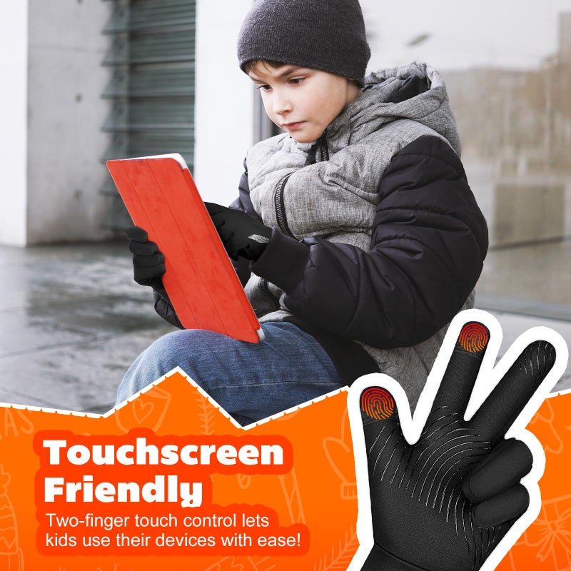OOPOR Winter Warm Kids Cycling Gloves - Cold Weather Outdoor Bike Running Ski Sports Mittens Aged 4-12 Boys Girls - Image 3