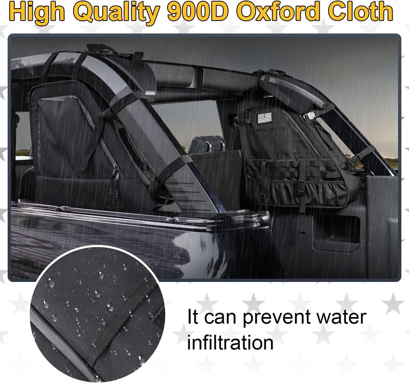MSIZOY Black Rear Trunk Roll Bar Organizer Storage Bag for 2021-2025 Ford Bronco 2/4 Door - Image 2