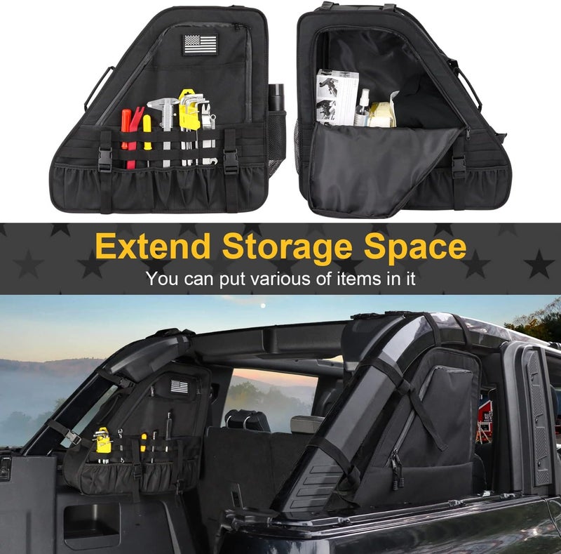 MSIZOY Black Rear Trunk Roll Bar Organizer Storage Bag for 2021-2025 Ford Bronco 2/4 Door - Image 4