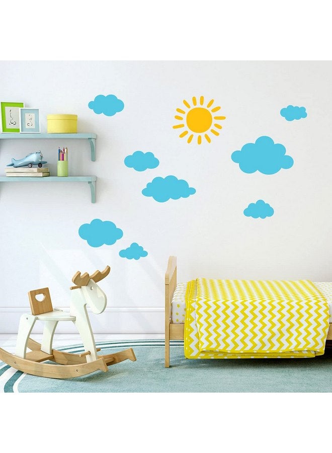 ديكو وال ملصقات حائط للأطفال من DECOWALL DWG-707SBY عليها رسومات للشمس والسحب، ملصقات جدارية قابلة للتقشير واللصق، مناسبة للأطفال في غرف نوم الأطفال وغرف المعيشة (أزرق_707SBY) - Image 2