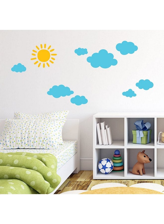 ديكو وال ملصقات حائط للأطفال من DECOWALL DWG-707SBY عليها رسومات للشمس والسحب، ملصقات جدارية قابلة للتقشير واللصق، مناسبة للأطفال في غرف نوم الأطفال وغرف المعيشة (أزرق_707SBY) - Image 1