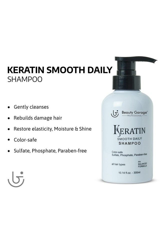Beauty Garage Professional Keratin Smooth Daily Shampoo 300Ml With Keratin Smooth Daily Conditioner 300Ml  - Image 5