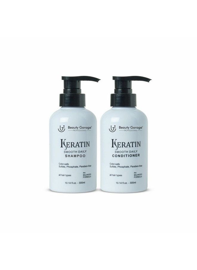 Beauty Garage Professional Keratin Smooth Daily Shampoo 300Ml With Keratin Smooth Daily Conditioner 300Ml  - Image 2