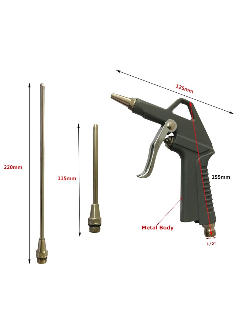Inditrust Inditrust Metal Air Dust Blow Gun with long Steel Air flow Nozzle 5set Pneumatic Air Compressor Tool Dust Cleaning Air Blower Gun  - Image 2