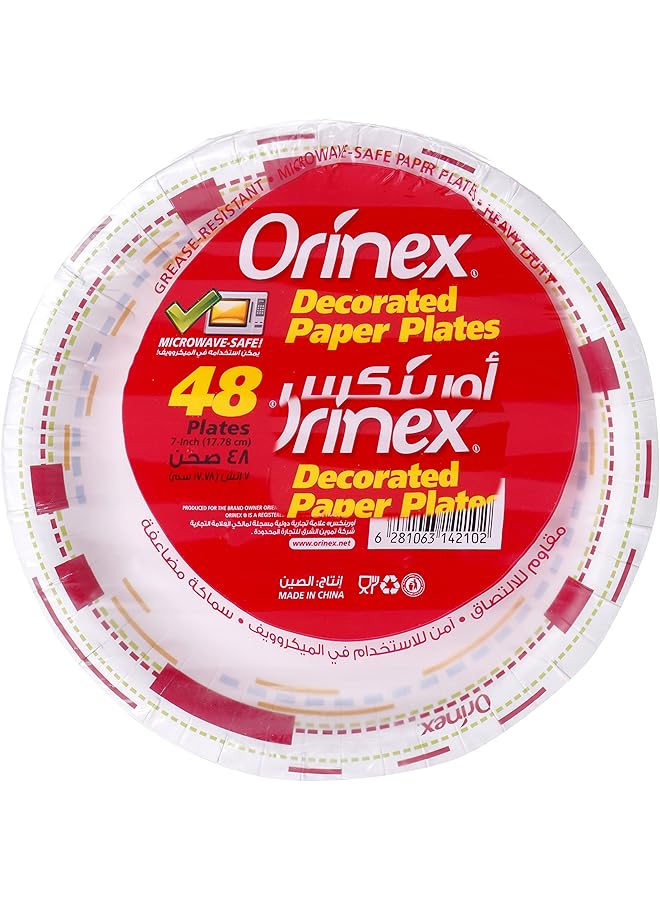 Orinex Decorated Paper Plates 48 Pieces - Image 1