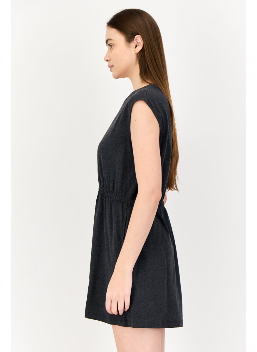 ONLY Women Plain Mini Dress, Charcoal  - Image 2
