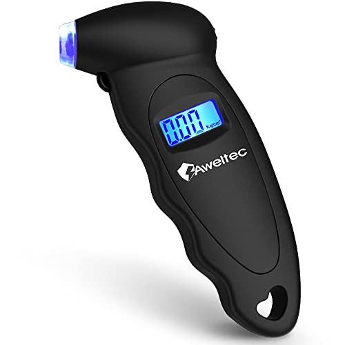 AWELTEC Digital Tire Pressure Gauge 150 PSI, 4 Settings, Tire Gauge for Car, Truck, Motorcycle, Bicycle with Backlit LCD and Non-Slip Grip (Black) - Image 1