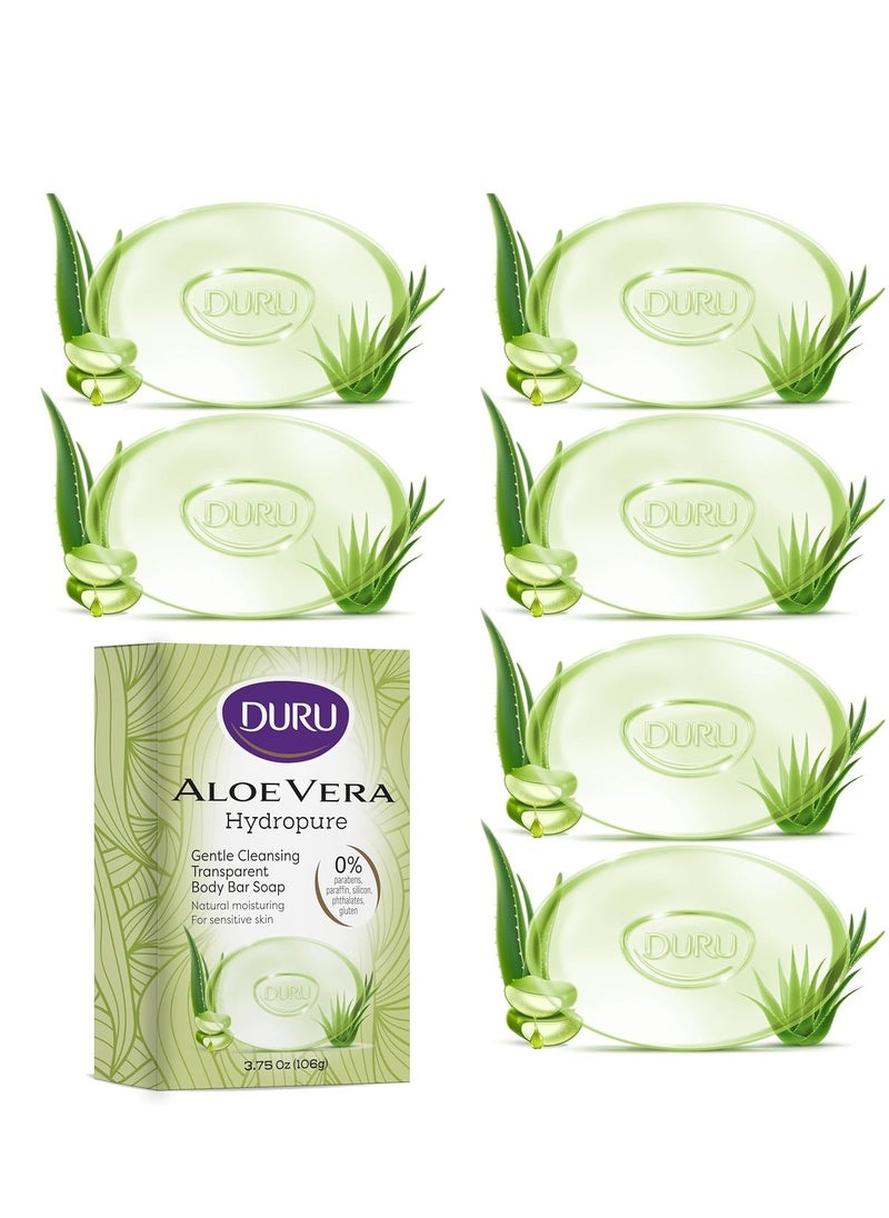 Duru - Duru Aloe Vera Glycerin Bar Soap Cleansing Bar Moisturizing Sensitive Skin - Vegan Transparent Paraben Free Alcohol Free Silicone Free Phthalete Free Gluten Free Body Wash - Pack of 6 - Image 1