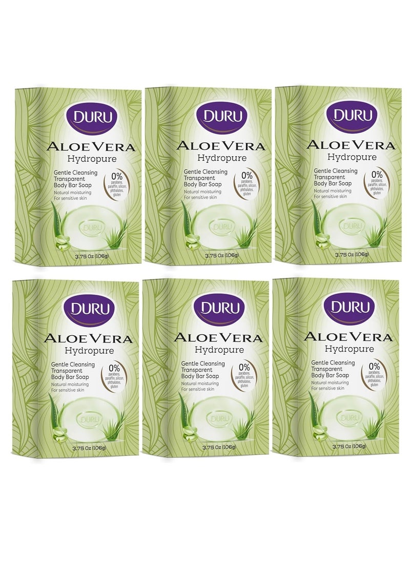Duru - Duru Aloe Vera Glycerin Bar Soap Cleansing Bar Moisturizing Sensitive Skin - Vegan Transparent Paraben Free Alcohol Free Silicone Free Phthalete Free Gluten Free Body Wash - Pack of 6 - Image 1