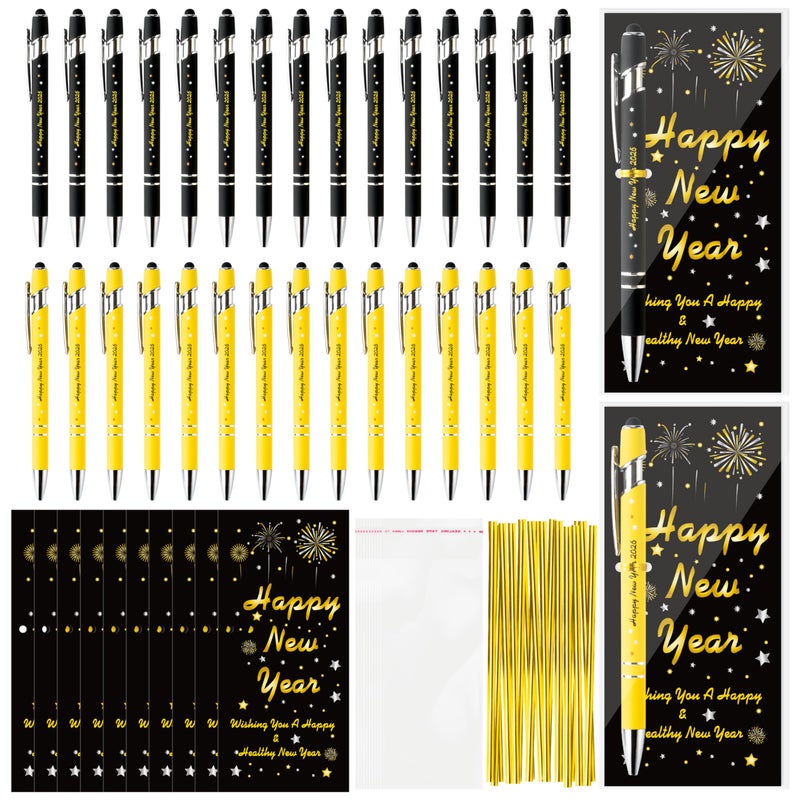 ANGOLIO Happy New Year Gifts Bulk 200Pcs Inspirational Gold Black Bookmark Blessing Cards Metal Ballpoint Pen for Guests Teachers Employee 2026 Lunar New Year Eve Christmas Gifts Party Supplies - Image 2