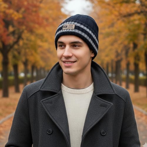 iSWEVEN Men and Women Woolen Inside Fur Warm Winter Hat Unisex-Adult Soft Wool Slouchy Stylish Skull Woollen Beanie Cap (4116C, Grey) - Image 2