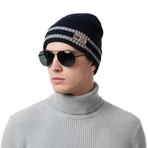 iSWEVEN Men and Women Woolen Inside Fur Warm Winter Hat Unisex-Adult Soft Wool Slouchy Stylish Skull Woollen Beanie Cap (4116C, Grey) - Image 1