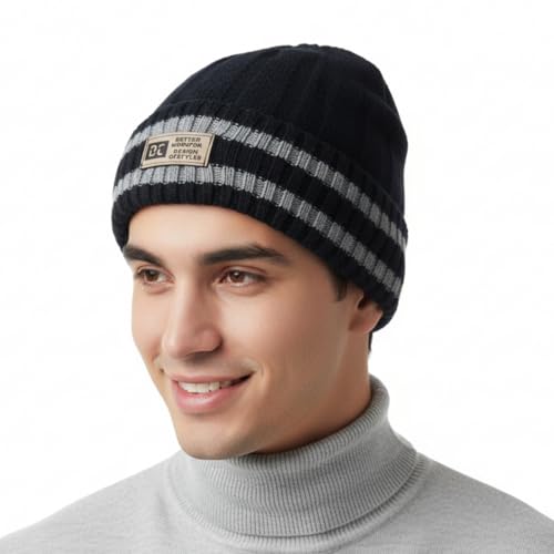 iSWEVEN Men and Women Woolen Inside Fur Warm Winter Hat Unisex-Adult Soft Wool Slouchy Stylish Skull Woollen Beanie Cap (4116C, Grey) - Image 4