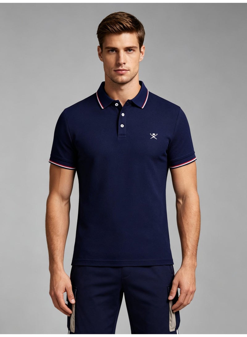 HACKETT LONDON Classic striped lapel POLO shirt for men and women couples with beaded cotton short sleeves. - Image 4