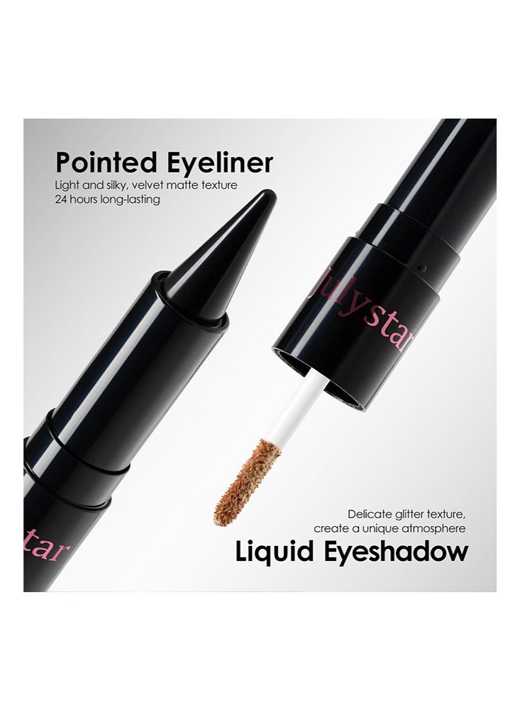 Julystar 2-in-1 Liquid Eyeshadow &  Eyeliner – Dual-Ended Pen with Precise Matte Eyeliner & Shimmering Eyeshadow, Long-Lasting, Smudge-Proof Eye Makeup#01 - Image 4