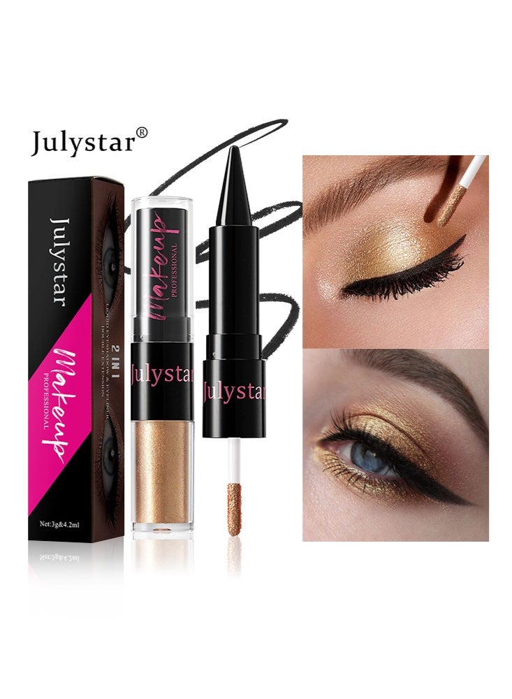Julystar 2-in-1 Liquid Eyeshadow &  Eyeliner – Dual-Ended Pen with Precise Matte Eyeliner & Shimmering Eyeshadow, Long-Lasting, Smudge-Proof Eye Makeup#01 - Image 1