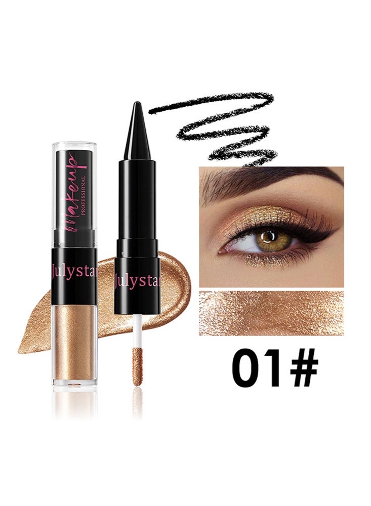 Julystar 2-in-1 Liquid Eyeshadow &  Eyeliner – Dual-Ended Pen with Precise Matte Eyeliner & Shimmering Eyeshadow, Long-Lasting, Smudge-Proof Eye Makeup#01 - Image 2