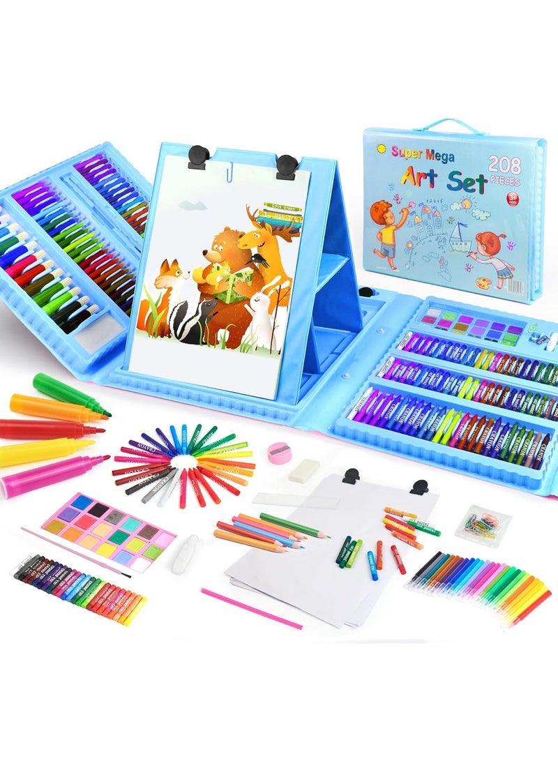 208-Piece Art Drawing Set Pink/Blue - Image 2