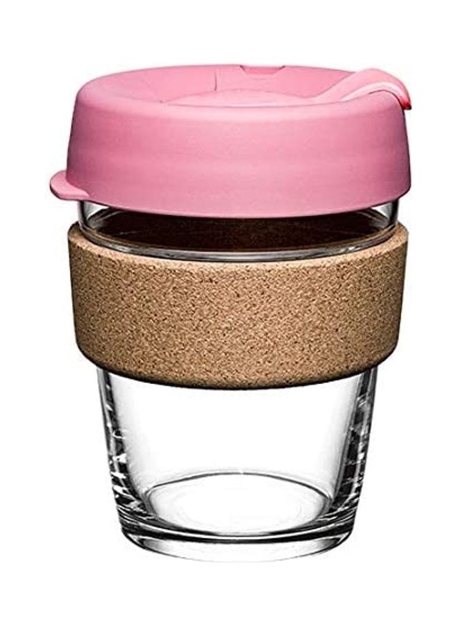 NIBEMINENT Coffee/Tea Cup with Lid and Anti-Scalding Cork Ring Clear/Pink - Image 1