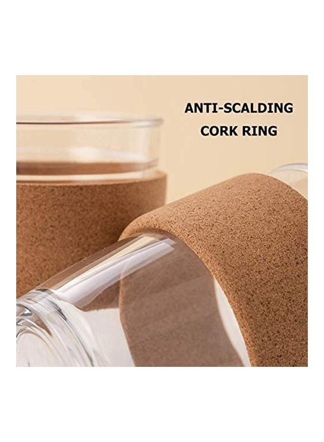 NIBEMINENT Coffee/Tea Cup with Lid and Anti-Scalding Cork Ring Clear/Pink - Image 3