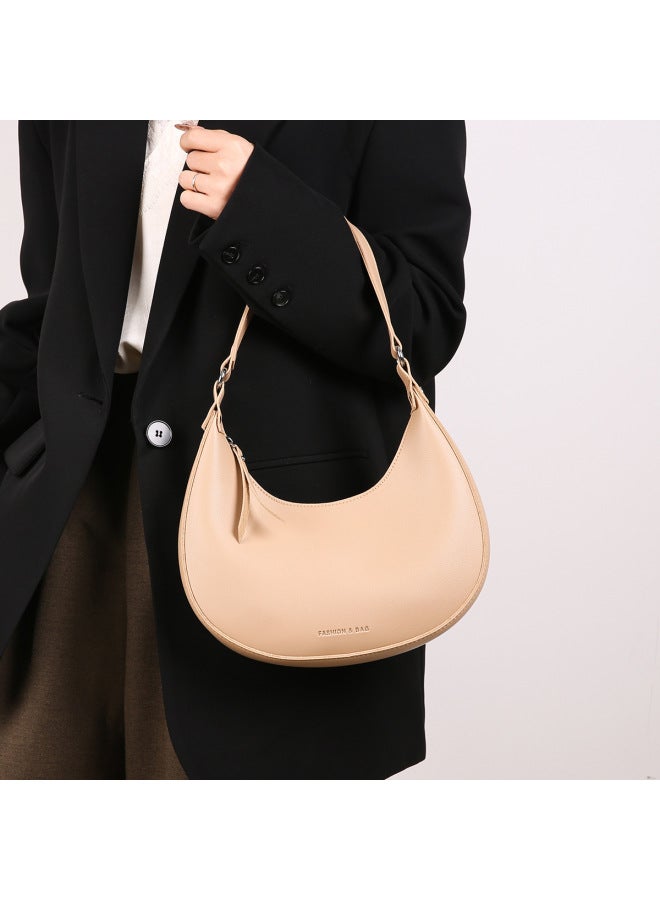 Niche Design Bag Women's 2025 Trendy Simple Distinctive Crescent Bag Internet Celebrant All-match Portable Shoulder Underarm Bag-Color:Off-white-Size:26*20*7 - Image 3