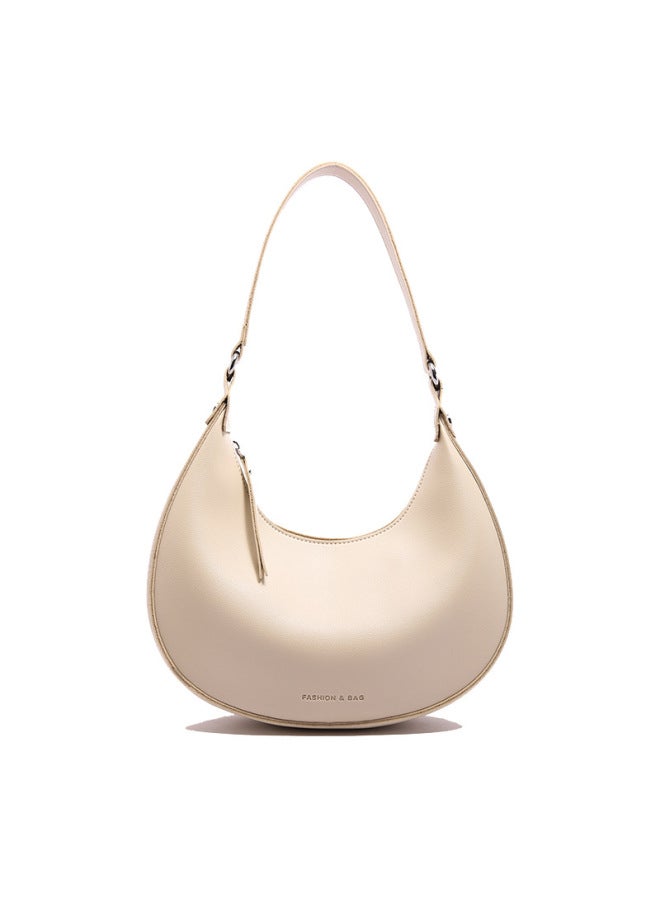 Niche Design Bag Women's 2025 Trendy Simple Distinctive Crescent Bag Internet Celebrant All-match Portable Shoulder Underarm Bag-Color:Off-white-Size:26*20*7 - Image 1