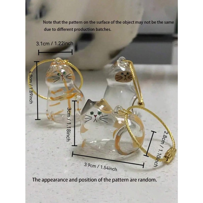 1pc Cute Cartoon Cat Keychain - Clear Oval Keychain Bag Ornament, Suitable For Cat Lovers And Pet Owners Battery-Free Gifts School Car Accessories Goth Y2k - Image 5
