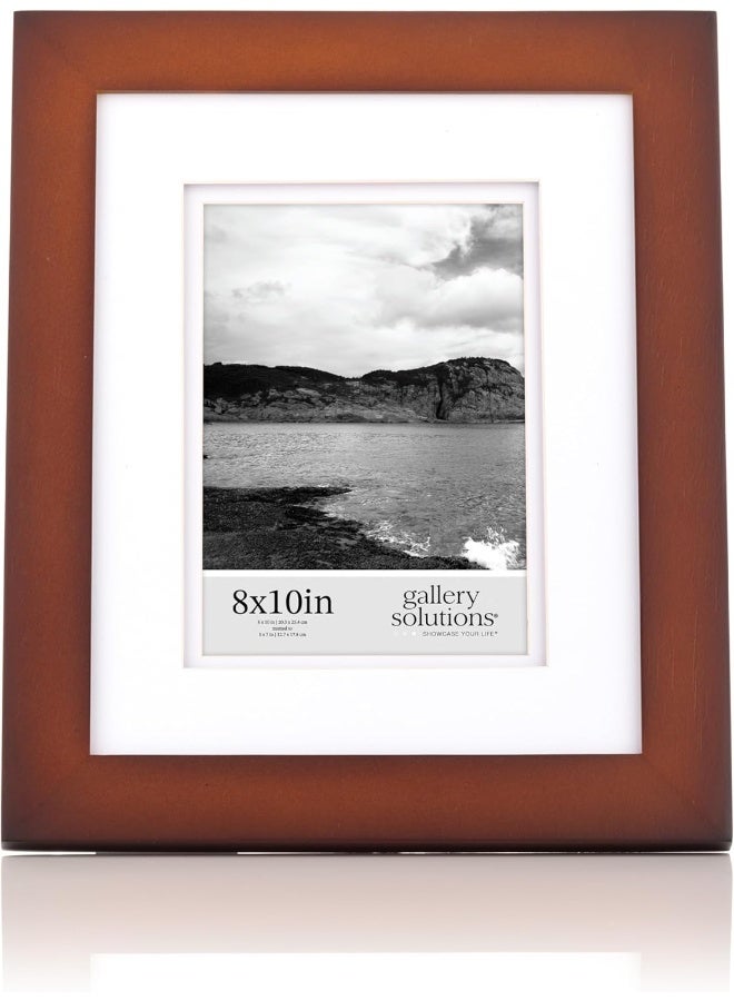Gallery Solutions 8x10 Flat Walnut Frame Rectangular Tabletop or Wall Mount For 5x7 Pictures Premium Walnut Wood with Double White Mat VersatileElegant For Home or Office Dcor Traditional Photo Frame - Image 3