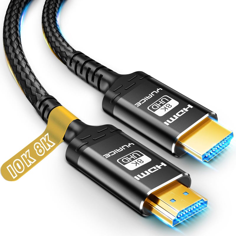 YuaiceÂ® 10K 8K HDMI Cable, 1.5FT, 3.3FT, 6.6FT, 10FT, 16FT, 20FT, 25FT Heavy Duty High-Speed Braided HDMI Cable, Professional HDMI Cord, 48Gbps, 4K@120Hz, 8K@60Hz, HDR, DTS:X, HDCP 2.2/2.3 - Image 1