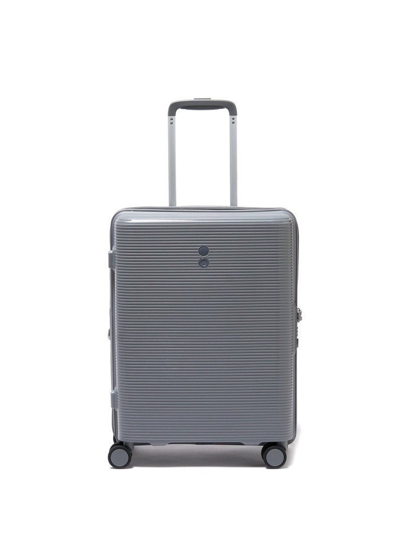 Echolac Forza 55cm Hardcase Expandable 4 Double Wheel Cabin Luggage Trolley Gray - Image 1