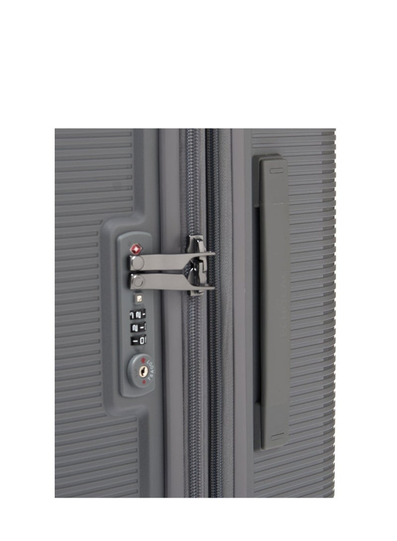 Echolac Forza 55cm Hardcase Expandable 4 Double Wheel Cabin Luggage Trolley Gray - Image 4