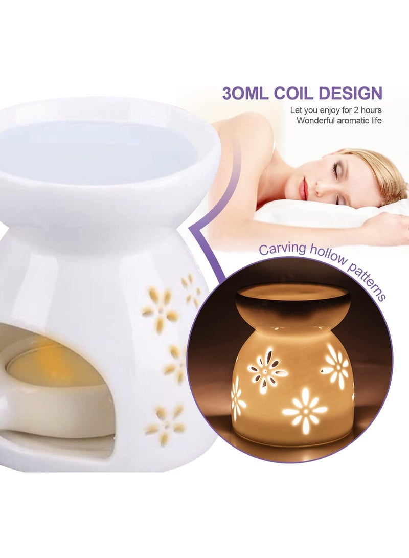 DUNISO 2 Pack Essential Oil Candle Warmers, Ceramic Tealight Candle Holder,Wax Melt Essential Oil Burner with Candle Spoon，Sturdy and Durable，Suitable for Decoration in Restaurants, Dinners, Parties，White - Image 3