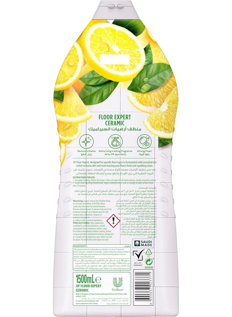 Jif Floor Expert Ceramic, Lemon, Perfect Shine, 1500ml - Image 3