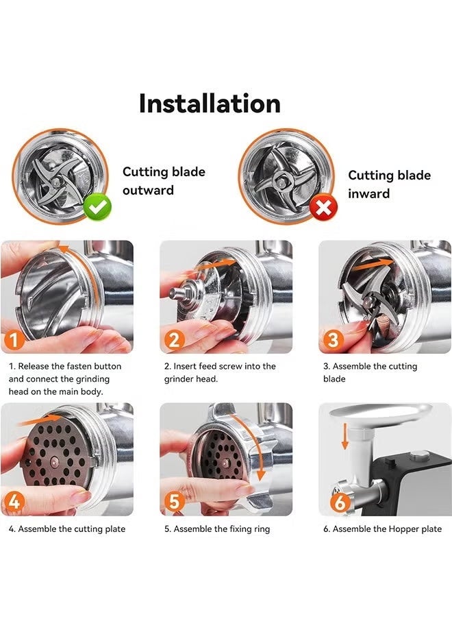 توسكانا يو مجموعة مكونة من مفرمة لحوم كهربائية ستانلس ستيل  1700 واط و عصارة فواكه و خضار كهربائية بقوة 800 واط و سعة 600 مل - Image 4