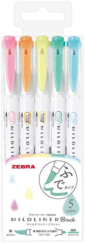 Zebra Technologies Zebra Highlighter Mildliner Brush Honnori fluorescence color 5 Colors Set WFT85C - Image 1