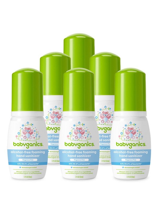 Babyganics - Babyganics Foaming Pump Hand Sanitizer, Alcohol Free, Travel Size, Fragrance Free, Kills 99.9% of Common Bacteria, Moisturizing, 1.69oz (Pack of 6) - Image 1