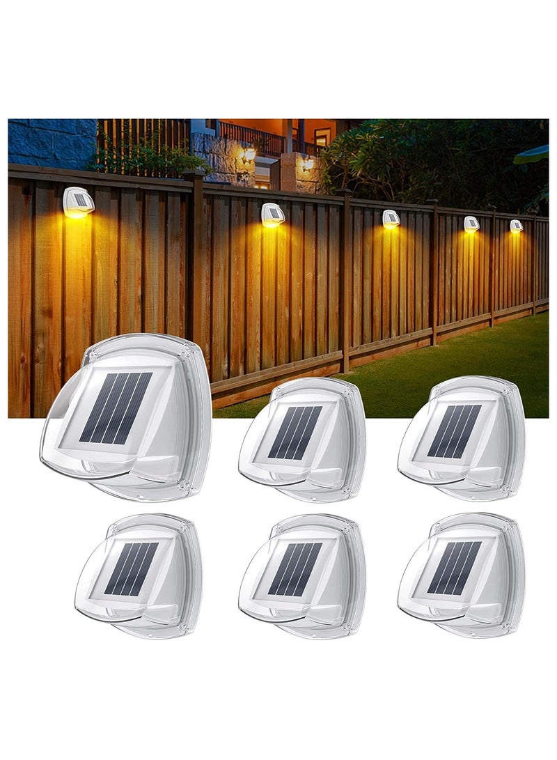 Zikra Solar Fence Lights Outdoor Waterproof, 6 Pack Upgrade 8 LEDs Outdoor Wall Lights Solar Powered Deck Light Decorative Lighting for Outside Stairs Fence Deck Patio Yard Pathway Porch Step (Warm White) - Image 1