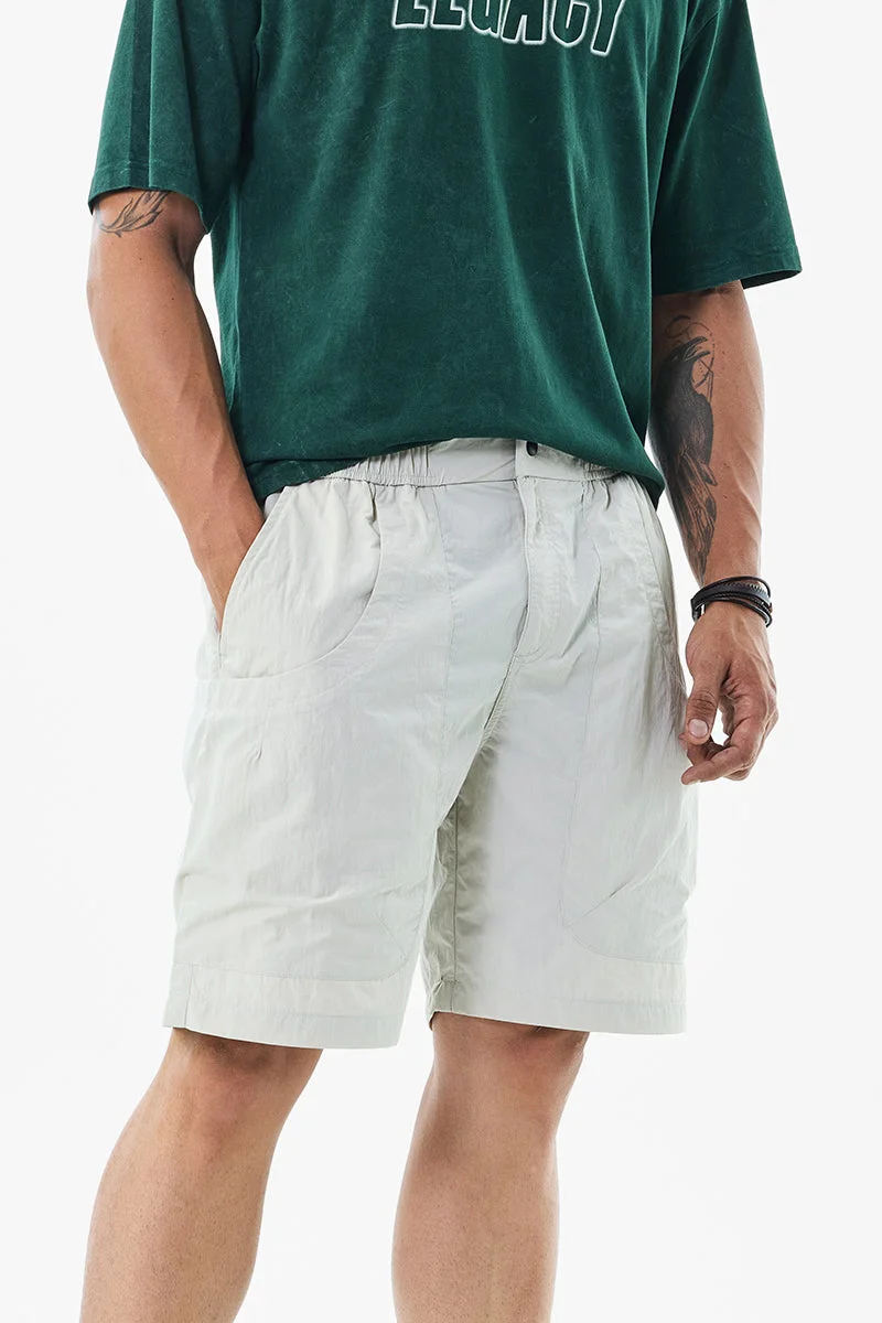 Snitch Off White 100% Nylon Loose Fit Shorts for Men | Best Price UAE