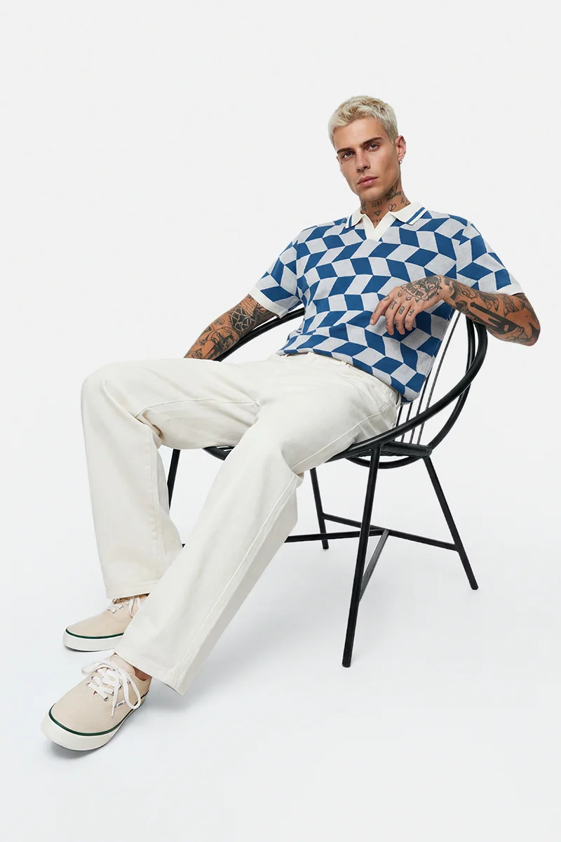 سنيتش Off-White Solid Wide Leg Casual Trousers