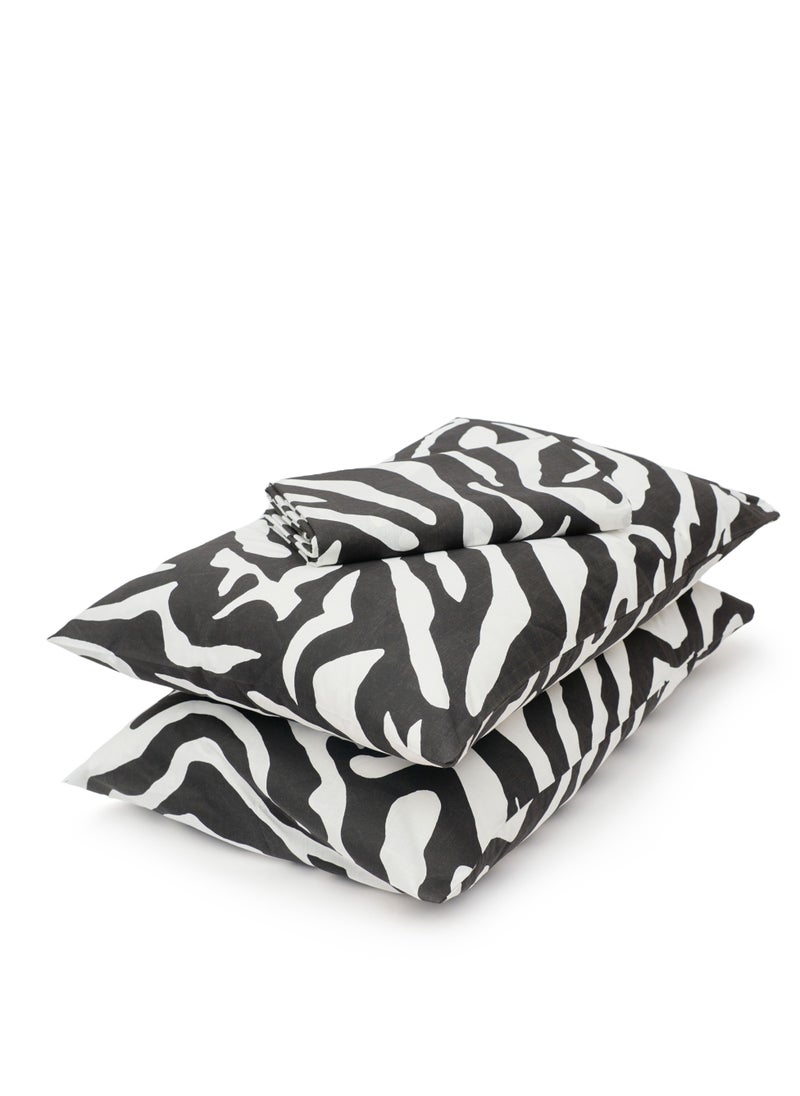 Home of linens - طقم غطاء لحاف - 3 قطع لسرير مزدوج - 1 غطاء لحاف (250 سم * 250 سم) + 2 كيس وسادة (50 سم * 70 سم) - 100% قطن مصري - زيبرا - Image 1
