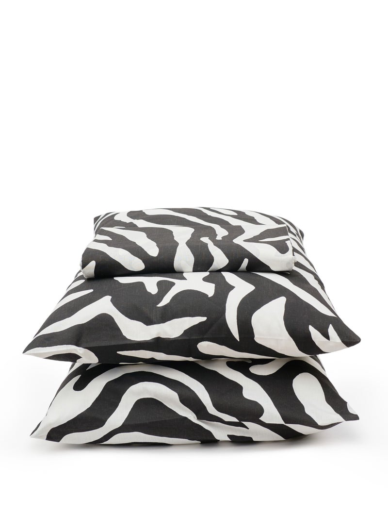 Home of linens - طقم غطاء لحاف - 3 قطع لسرير مزدوج - 1 غطاء لحاف (250 سم * 250 سم) + 2 كيس وسادة (50 سم * 70 سم) - 100% قطن مصري - زيبرا - Image 1