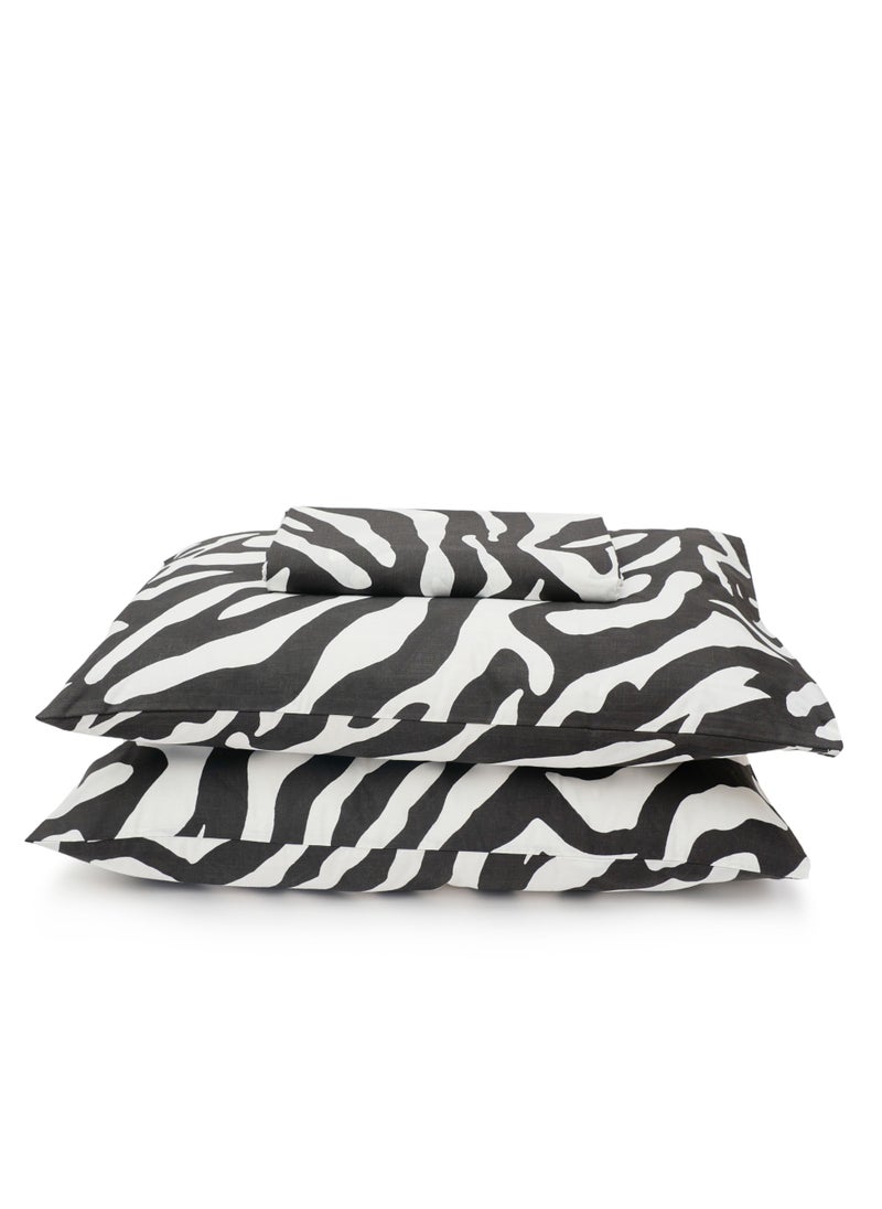 Home of linens - طقم غطاء لحاف - 3 قطع لسرير مزدوج - 1 غطاء لحاف (250 سم * 250 سم) + 2 كيس وسادة (50 سم * 70 سم) - 100% قطن مصري - زيبرا - Image 1